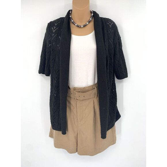 RQT Women's Black Open Front‎ Cardigan Sweater W/Slight Shawl Collar Size Medium - Picture 1 of 7